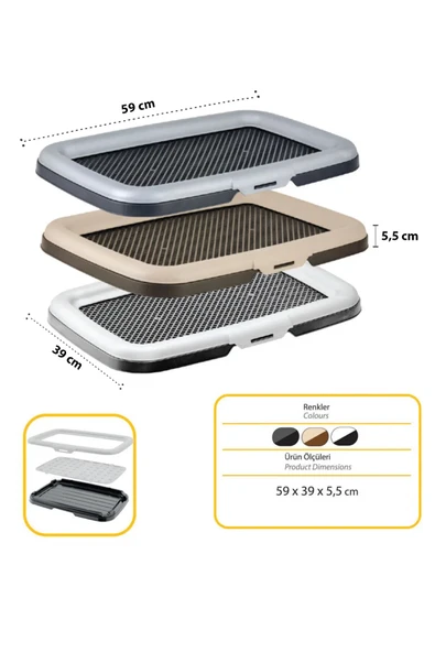 Pribor Akıllı Köpek Tuvaleti Elekli Gri-Antrasit Siyah Renkli  60x40x5 cm - Resim 2