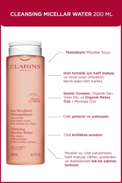 CLARİNS ClarinsCLEANSING MICELLAR WATER RT 200ML ürün görseli
