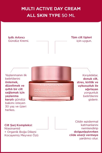 CLARİNS Multı Actıve Gündüz Kremi Tüm Cilt Tipleri İçin 50 ml ürün görseli