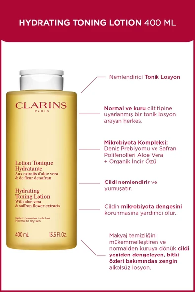 CLARİNS HYDRATING TONING LOTION 400ML - Tüm Cilt Tipleri İçin Nemlendirici Tonik - 1