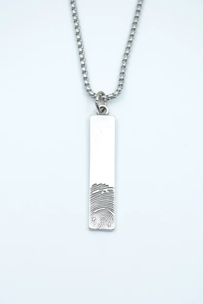 Parmak İzi Gümüş Kaplama Örme Zincir Kolye ürün görseli 1