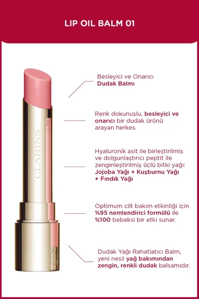 CLARİNS LIP OIL BALM 01 2.9Gr - Dudak Balmı Transparan Pembe - 1