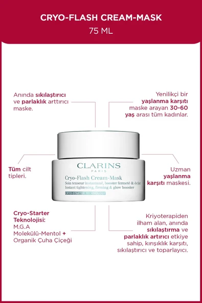 CLARİNS Cryo-Flash Cream Mask 75 ml Yüz Sıkılaştırıcı Maske