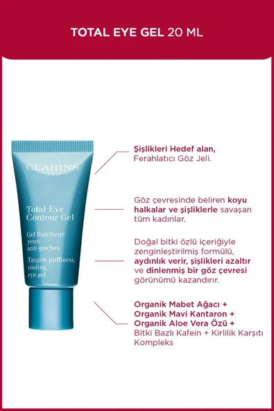 CLARİNS Total Eye Contour Gel - Kafein Ve Gingko Biloba Özü Içeren Koyu Halka Karşıtı Göz Çevresi Jeli 20 Ml ürün görseli
