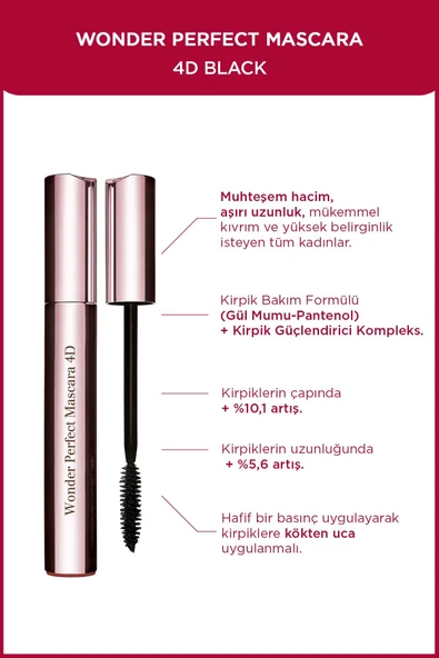 CLARİNS Kirpiklere Doğan Görünüm Sağlayan Hacim Veren 4d Maskara - 01 Perfect Black Demb.1656