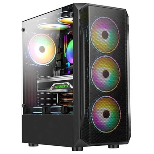 EVEREST X-RACER PEAK 600W TEMPERLI CAM YAN PANEL Siyah 4 x RGB FANLI MID-TOWER KASA