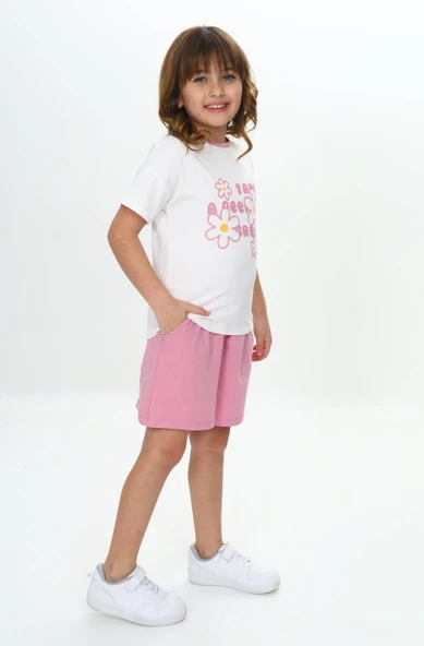 Toontoy Kız Çocuk Çiçek Baskılı Şortlu Takım - 6