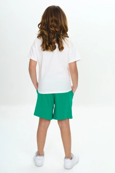 Toontoy Kız Çocuk Çiçek Baskılı Şortlu Takım - 3