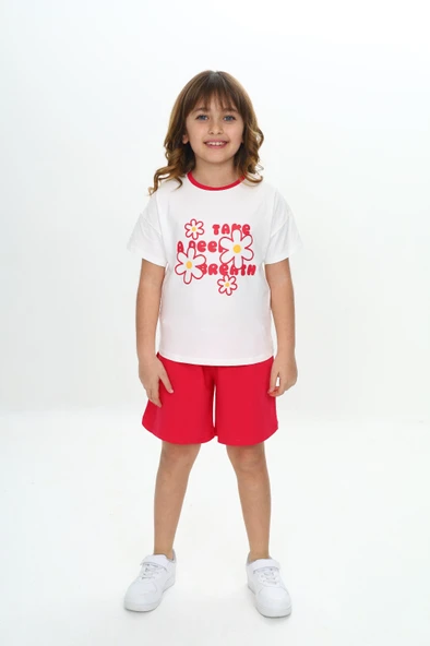 Toontoy Kız Çocuk Çiçek Baskılı Şortlu Takım - 9