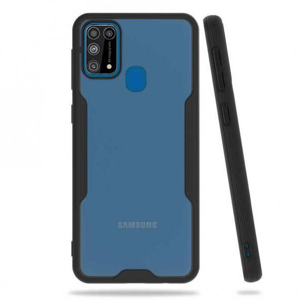 Samsung Galaxy M31 - Kılıf Kenarı Renkli Arkası Şeffaf Parfe Kapak