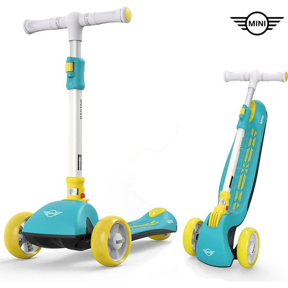 Lisanslı 3 Tekerlekli Katlanabilir Ayarlanabilir Işıklı 50 kg Taşıma Kapasiteli Scooter Yeşil