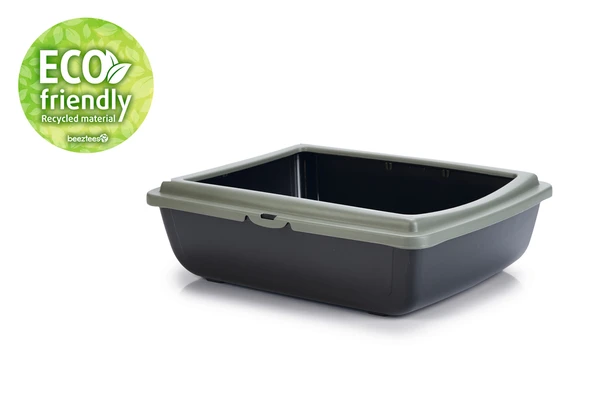 Beeztees Kalın Kenarlı Açık Kedi Tuvaleti, Antrasit Mavi, 48x38x14cm ürün görseli