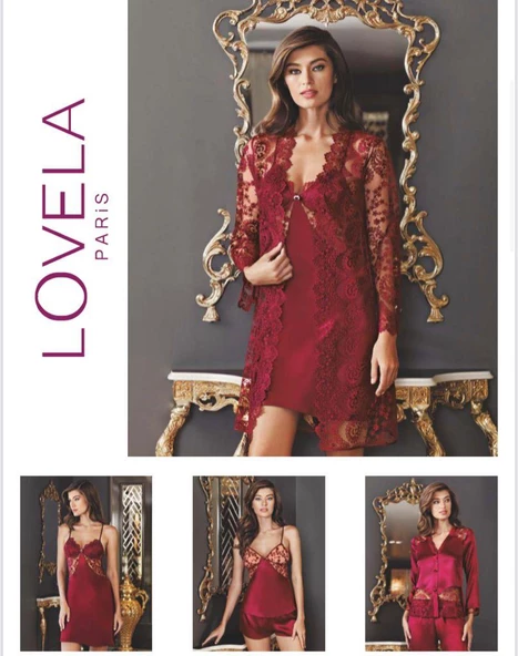 LOWELA PARİS 2008 Bordo  Saten 6 Lı Çeyiz Seti - 4