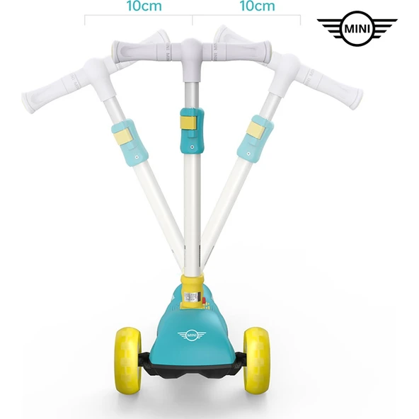 Lisanslı 3 Tekerlekli Katlanabilir Ayarlanabilir Işıklı 50 kg Taşıma Kapasiteli Scooter Yeşil - 4