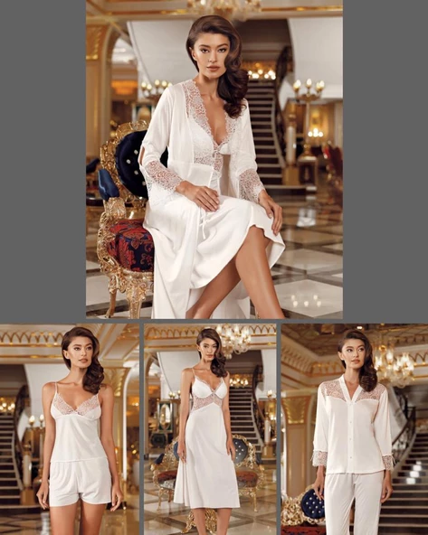 LOWELA PARİS 3006 Penye Uzun Gecelikli 6 Lı Çeyiz  SETİ
