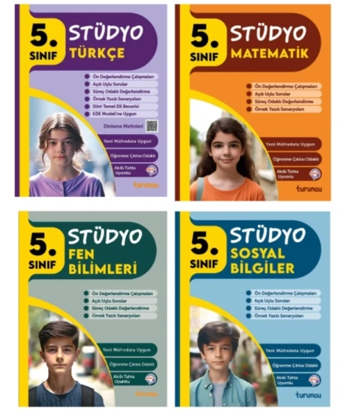 TUDEM YAYINLARI 5.SINIF STÜDYO TÜRKÇE - MATEMATİK - FEN BİLİMLERİ - SOSYAL BİLGİLER 4'LÜ SET