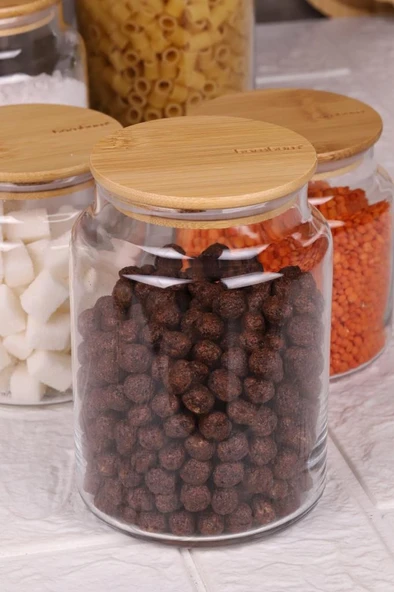 Zone - 9'lu Cam Saklama Kabı 600ml-800ml-1300ml Vakumlu Bambu Kapaklı - Resim 4