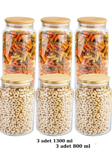 Zone 6'lı 800ml ve 1300ml Cam Saklama Kabı Seti