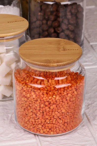 Zone - 9'lu Cam Saklama Kabı 600ml-800ml-1300ml Vakumlu Bambu Kapaklı - Resim 5