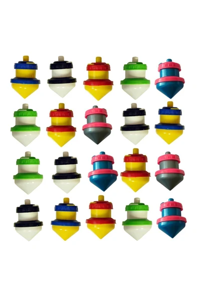 Çerçicim Dönen Topaç 20'li Paket - Basmalı Dönen Topaç - Plastik Otomatik Dönen Topaç