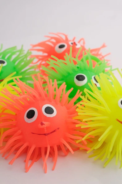 Snailtoys 9CM  Dikenli  Emoji Işıklı Top Stres Giderici Uyarıcı Oyuncak Kirpi El Egzersiz Topu