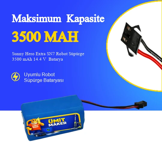 Hero Extra SN7 Robot Süpürge 3500 mAh 14.4 V  Batarya – Orjinal Uyumlu Uzun Ömürlü, Yüksek Performans Pil
