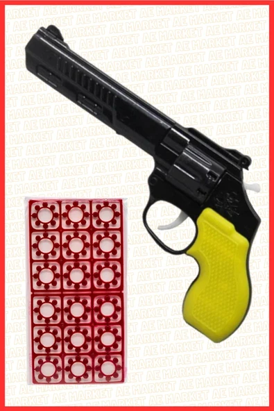 AE Market 18 Kapsül Mantar Mermili + Büyük Kovboy Tabanca Çat Pat Mantar Tabancası Karışık Renk Gönderilir - 2