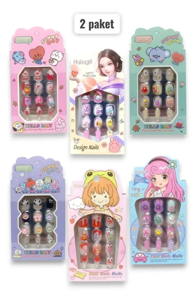 MyClean sanrio kuromi hello kitty jelatin Yapışkanlı Çocuk Taşlı Karışık Renk 12'li Takma Tırnak çoklu paket