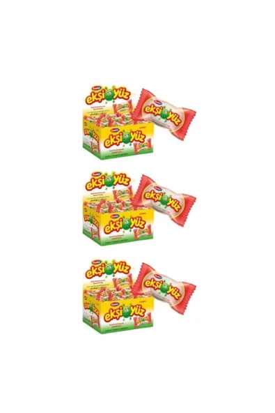 SAADET Ekşiyüz Sakız 100 Adet Tutti Fruitti 3 Paket