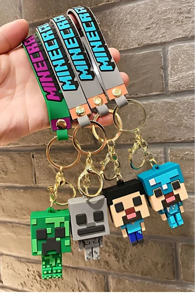 MyClean Minecraft Anahtarlık Figürü Aksesuar Çanta Süsü Silikon 3D Aksiyon Figürü 1 adet - 2