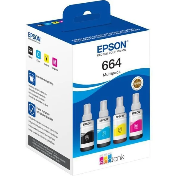 Epson T6646 Cyan-Magenta-Yellow-Black Mavi-Kırmızı-Sarı-Siyah 4lü Multipack Kartuş ürün görseli 1
