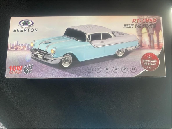 EVERTON RT-1954 Turkuaz Arabalı  Bluetooth Fm-Usb-Tf-Aux Şarjlı Nostaljik Radyo