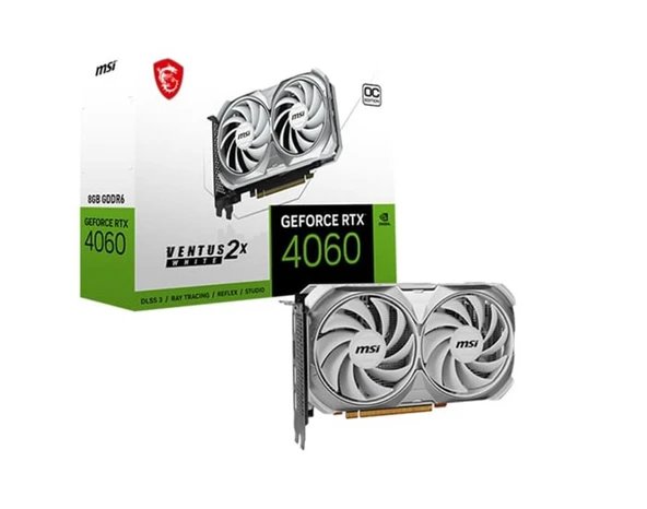 Msi GeForce RTX4060 Ventus 2X White 8G OC 8GB GDDR6 128Bit Ekran Kartı (3xDP 1xHDMI)