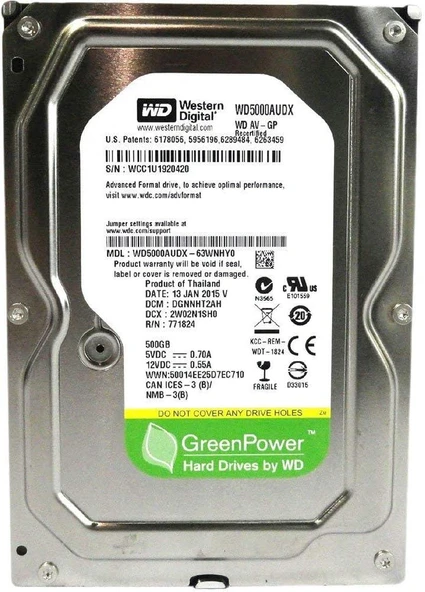 Wd 500Gb WD5000AUDX SATA 3.0 5400 3.5" RPM Hard Disk