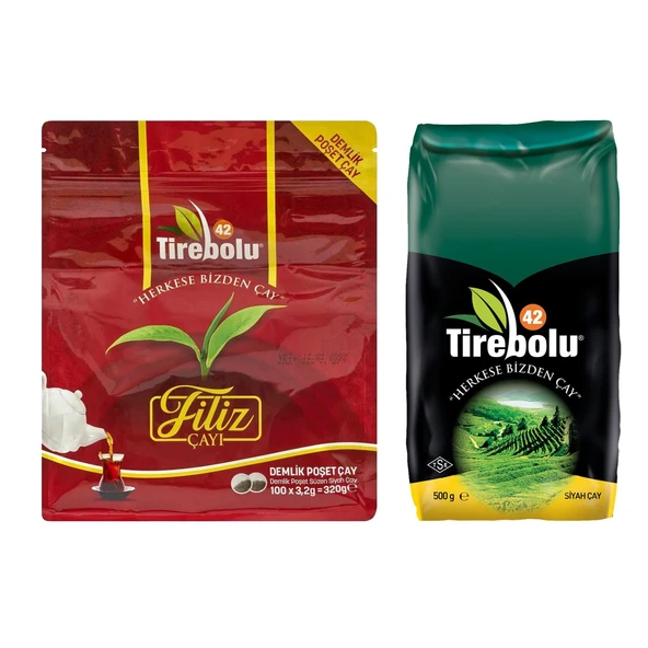 Tirebolu 42 Filiz Çayı Demlik Poşet 100 lü + Dökme Çay 500 gr
