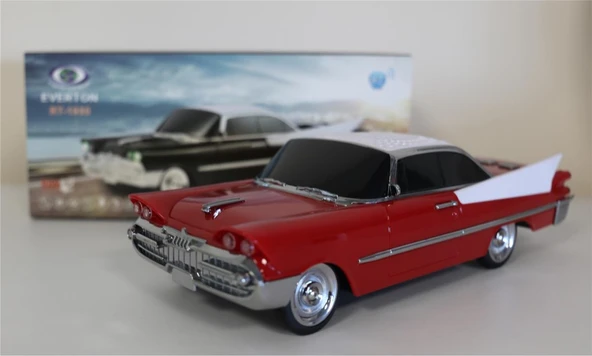 EVERTON RT-1954 Kırmızı Arabalı Bluetooth Fm-Usb-Tf-Aux Şarjlı Nostaljik Radyo - 2