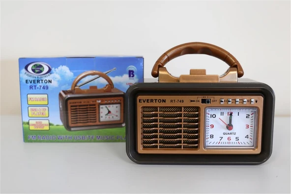 Everton Rt-749  Bluetooth Fm-Usb-Tf-Aux  Şarjlı Nostaljik Radyo