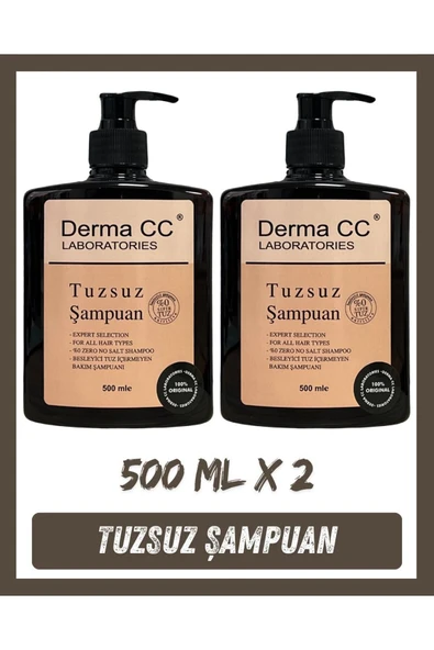 DERMA CC LABORATORIES Tuzsuz Şampuan 500 ml x 2 Adet %0 Tuz