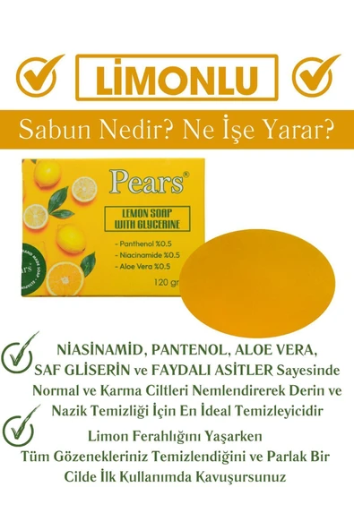 PEARS Gliserinli Limon Sabunu 120 gr - Lemon Soap With Glycerine 120 gr - 2