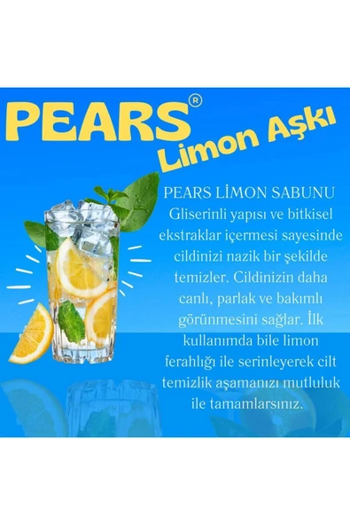 PEARS Original Saf ve Yumuşak Sabun 100gr + Gliserinli Limon Sabunu 120 gr - 5