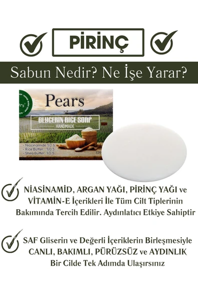 PEARS Original Saf ve Yumuşak Sabun 100gr + Gliserinli Pirinç Sabunu 120gr - 4