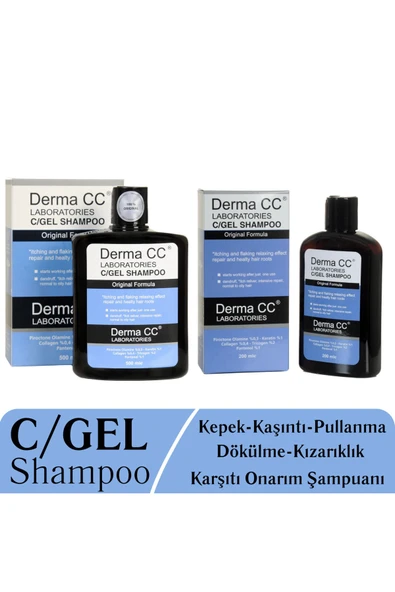 DERMA CC LABORATORIES C/gel Kepek-kaşıntı-dökülme-Şampuanı 500m + 200 M Set