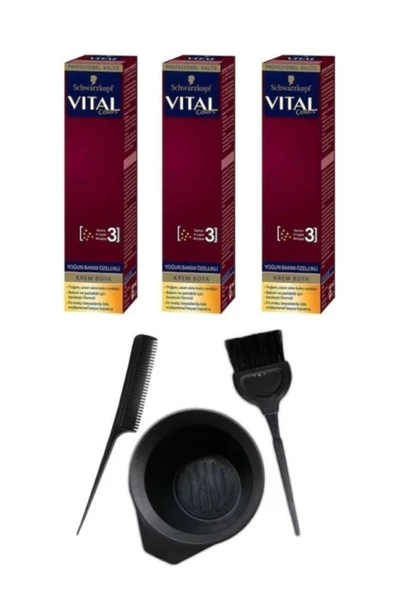VİTAL Tüp Boya 5-889 3 Adet + Saç Boyama Seti