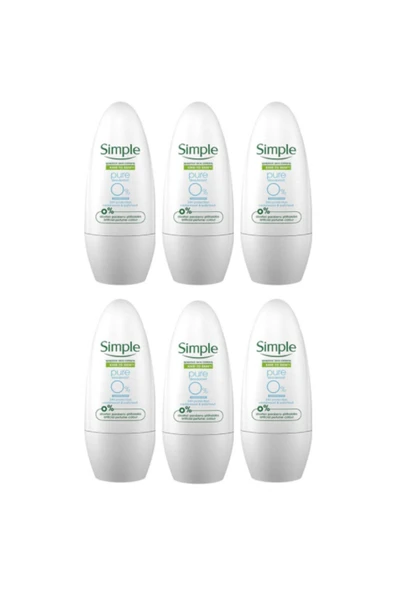 SİMPLE Kind To Skin Pure Deodorant Roll On %0 ALCOHOL Sensitive 50 ml X 6 Adet