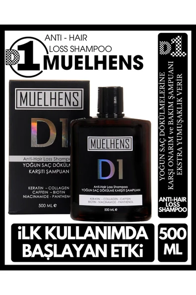 MUELHENS D1 Anti Hair Loss Shampoo Yoğun Saç Dökülme Karşıtı Özel Bakım Şampuanı 500 Ml