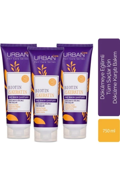 URBAN CARE Şampuan 3 X 250ml Biotin Keratin Dökülme Karşıtı