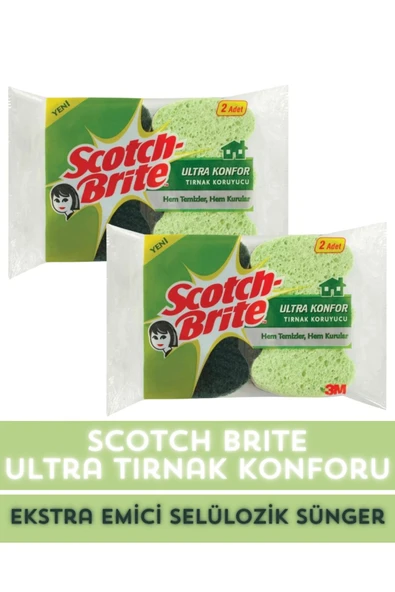 SCOTCH BRİTE Ultra Konfor Tırnak Koruyucu Selülozik Sünger 2'li X 2 Paket