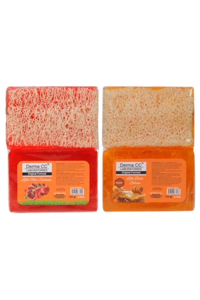 DERMA CC LABORATORIES Doğal Kabak Lifli EL YAPIMI Sabun 120g X 2 - NARLI + BALLI