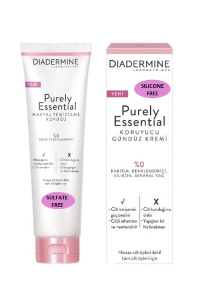 DİADERMİNE Purely Essential Cilt Bakım Seti - Koruyucu Gündüz Kremi 40m + Makyaj Tem. Köpüğü 150m
