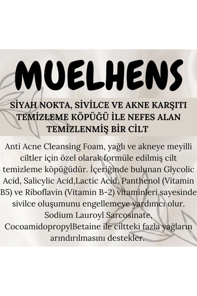 MUELHENS Siyah Nokta, Sivilce ve Akne Karşıtı Cilt Temizleme Köpüğü 200 ml - 5